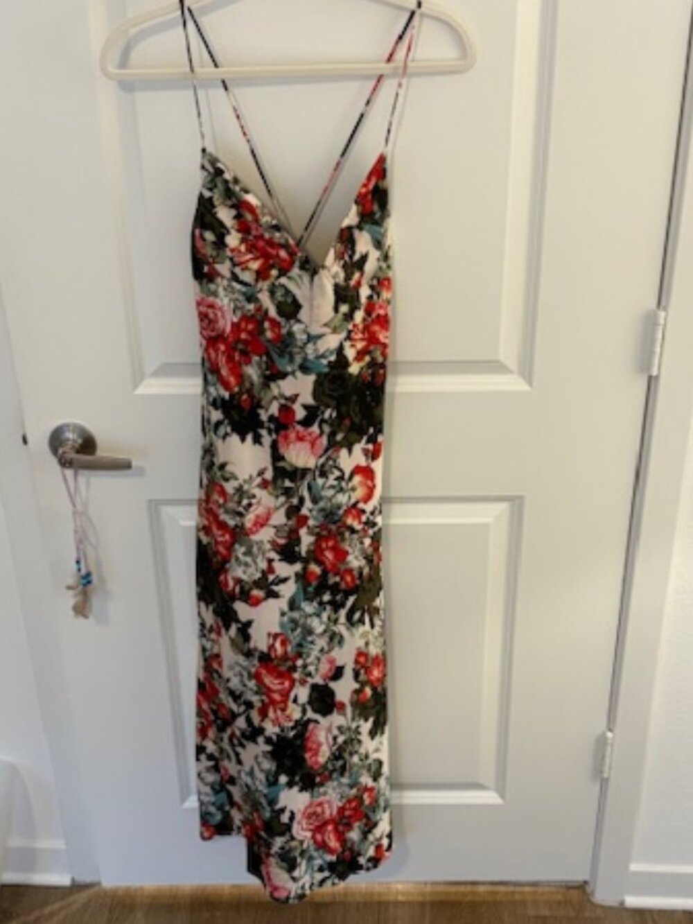 Floral Midi Length Dress, cross back straps